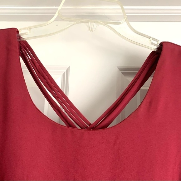 Charlotte Russe Maroon Long Sleeve Shift Dress size Small, Strappy Back - Picture 5 of 10
